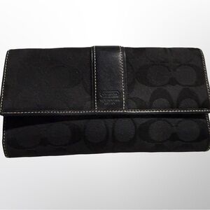 Coach Black Signature Tri-fold Wallet
